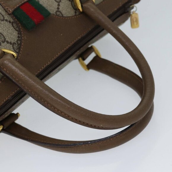 GUCCI GG Supreme Web Sherry Line Hand Bag PVC Beige Red - Picture 5 of 16